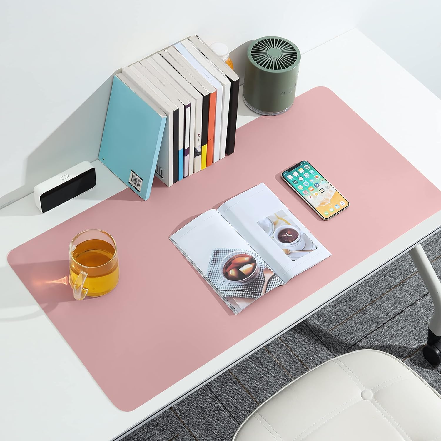 Thumbnail 4 de BUBM Desk Mat 90x43cm – PU Leather Office Desk Pad (Pink)