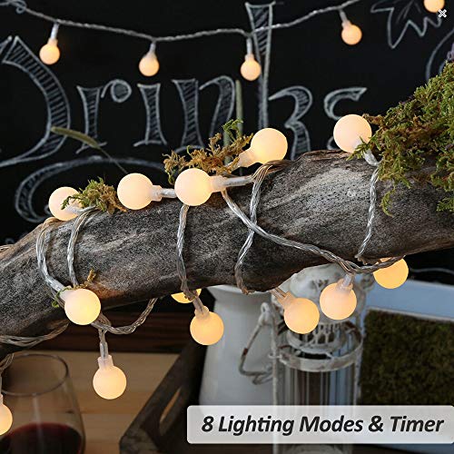 Detalle de Zorela Globe Fairy Lights: 15M 100 LED Outdoor/Indoor String Lights with Remote