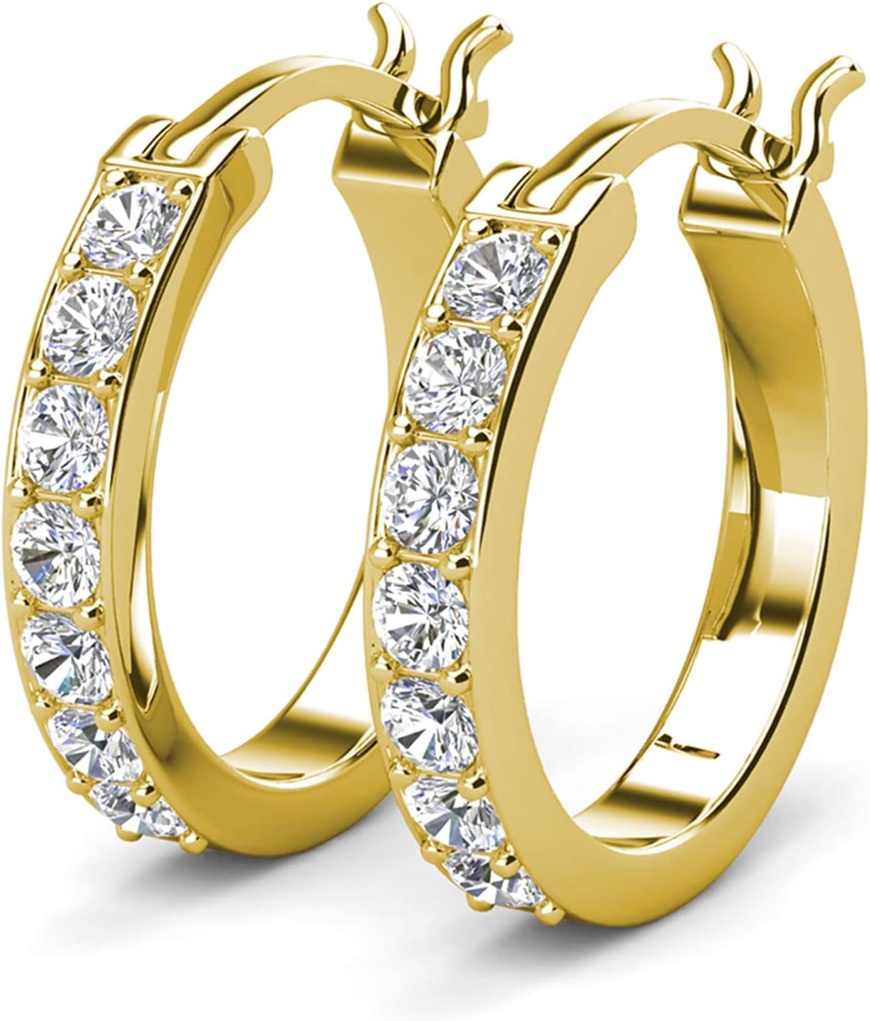 Detalle de Hoop Loop Earrings in 18K White Gold with Sparkling Crystal (with jewellery box) for Women