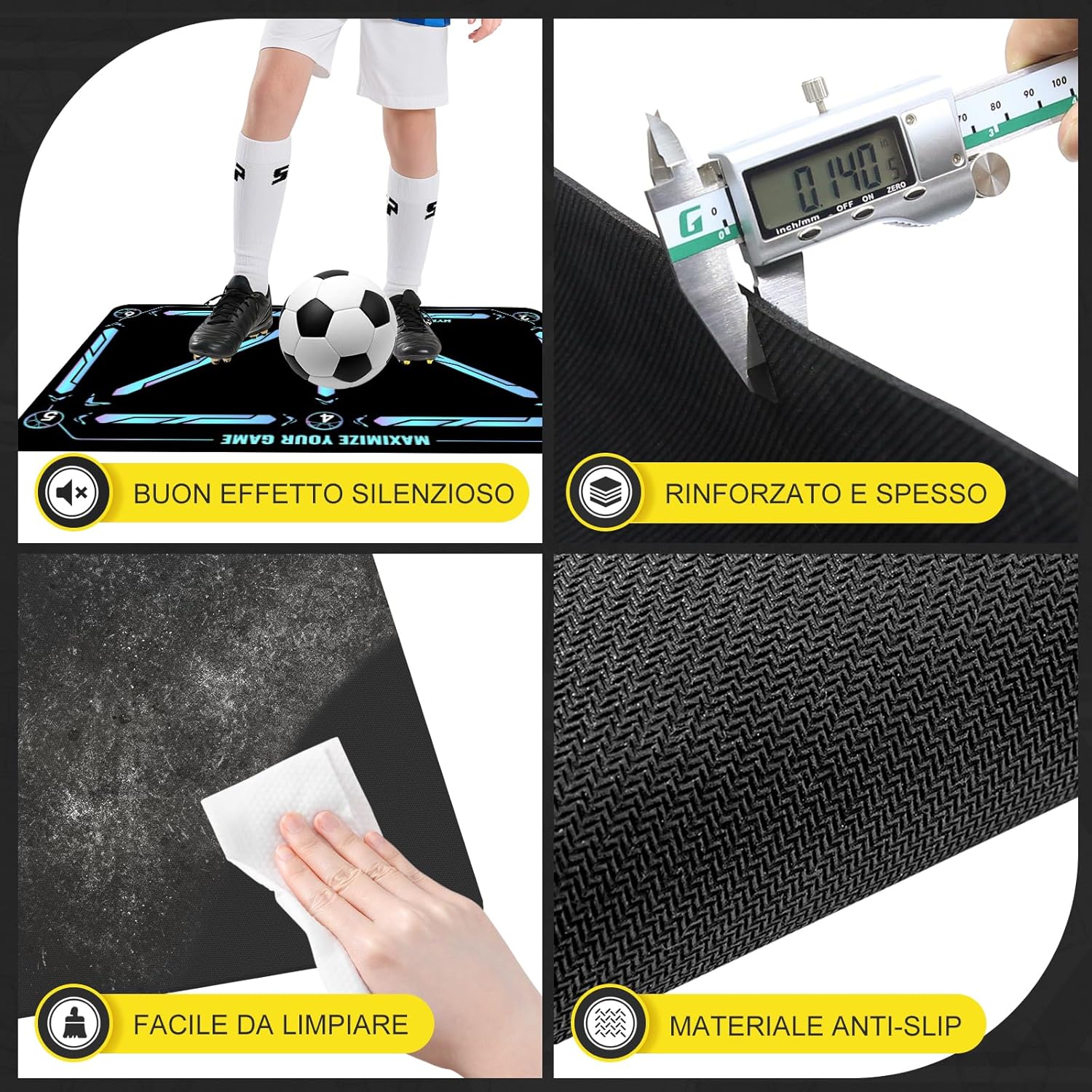 Thumbnail 5 de Tappeto Calcio Allenamento con Video di Allenamento – 90 × 60 cm, calzini antiscivolo, kit completo