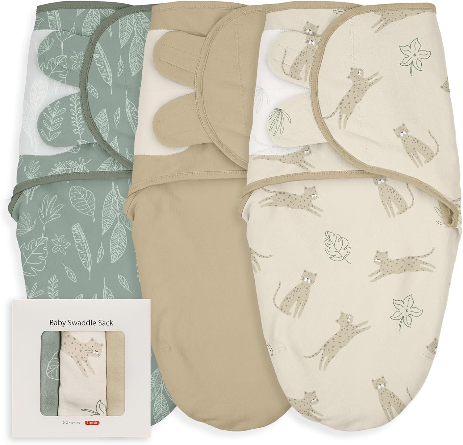 Soarwg Kids Pucktücher für Neugeborene (0–3 Monate), 3er-Set – atmungsaktiv, verstellbar & Baumwolle mit Jungle Jolly Design