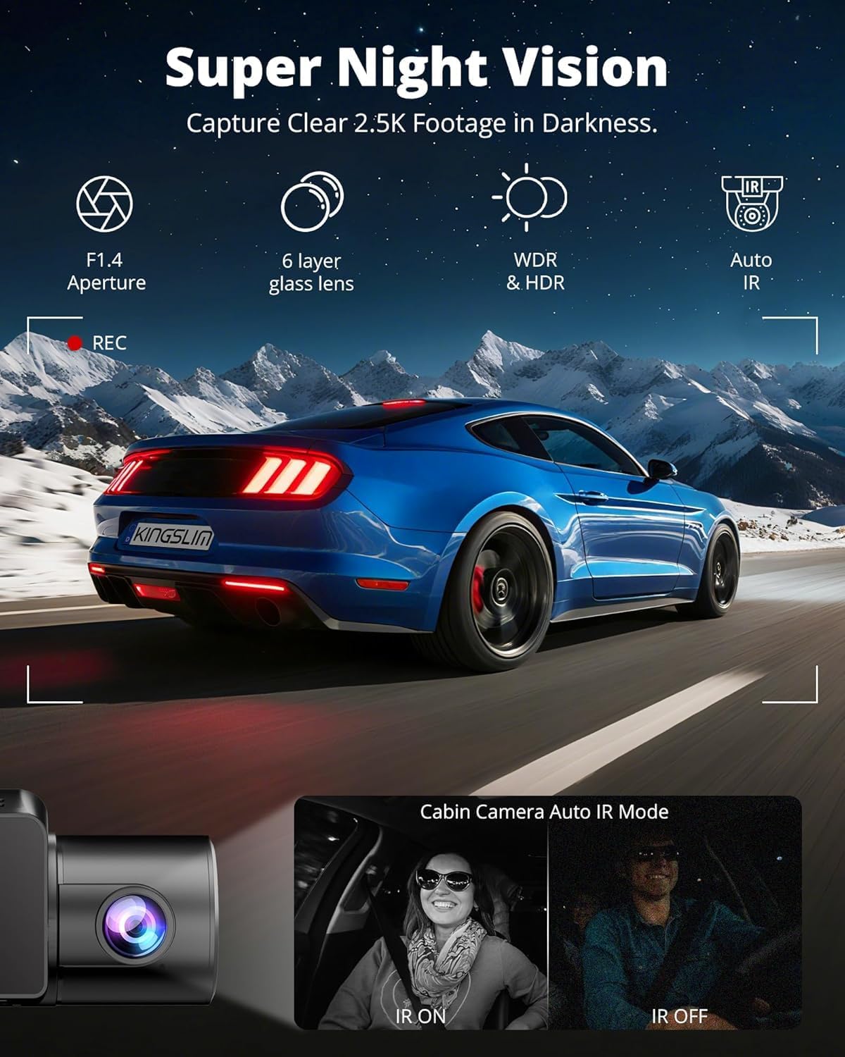Detalle 2 de Kingslim 3-Channel Dash Cam O3PRO