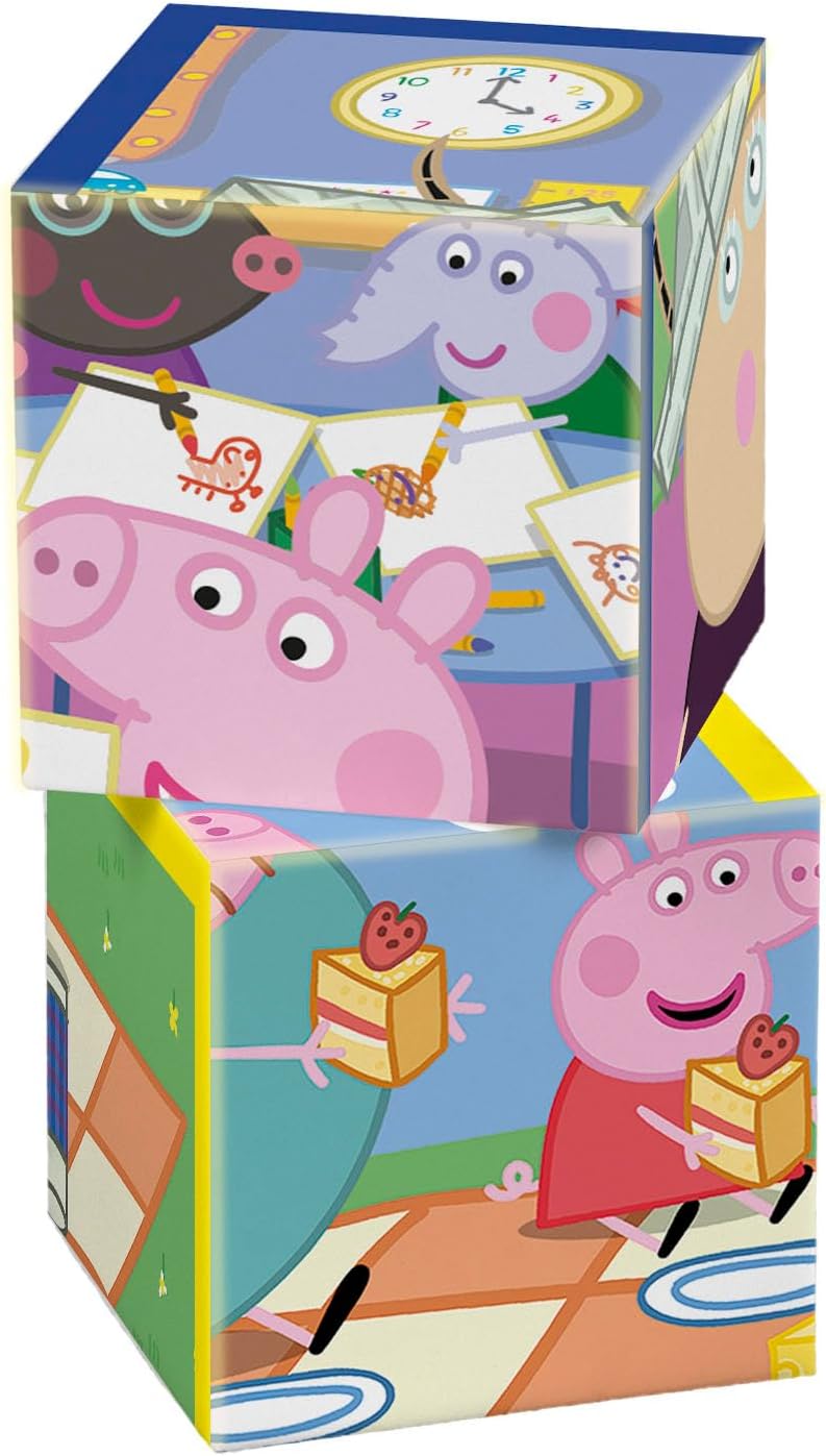 Detalle 1 de Clementoni Peppa Pig 12 Würfel Puzzle (41195) – 12 Würfel für 6 Bilder, Spiel für Kinder ab 3 Jahren