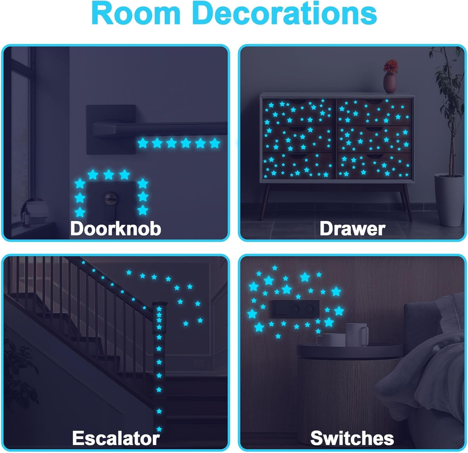 Thumbnail 3 de ECHOCUBE 432PCS Glow in the Dark Star Stickers (3D luminous ceiling & wall decor)