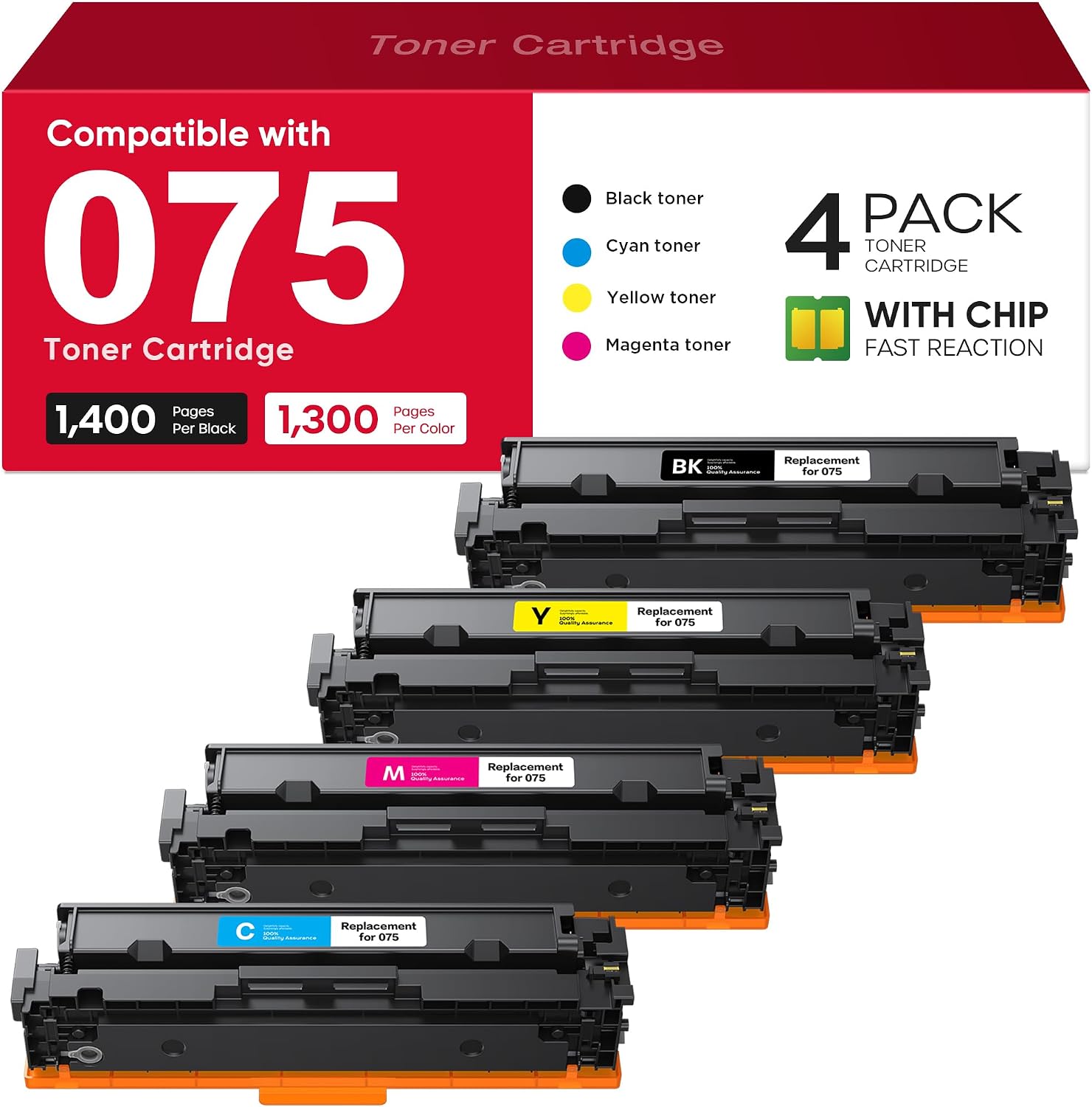 Detalle de belietop 075 Compatible Toner Cartridge 4-Pack for Canon Colour Laser Printers