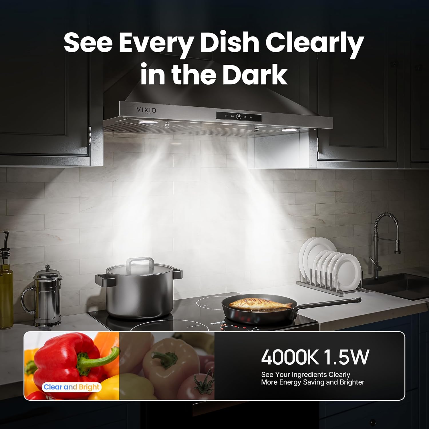 Thumbnail 6 de VIKIO HOME RP10-36 36-Inch Wall-Mount Range Hood, 580 CFM, Touch Controls