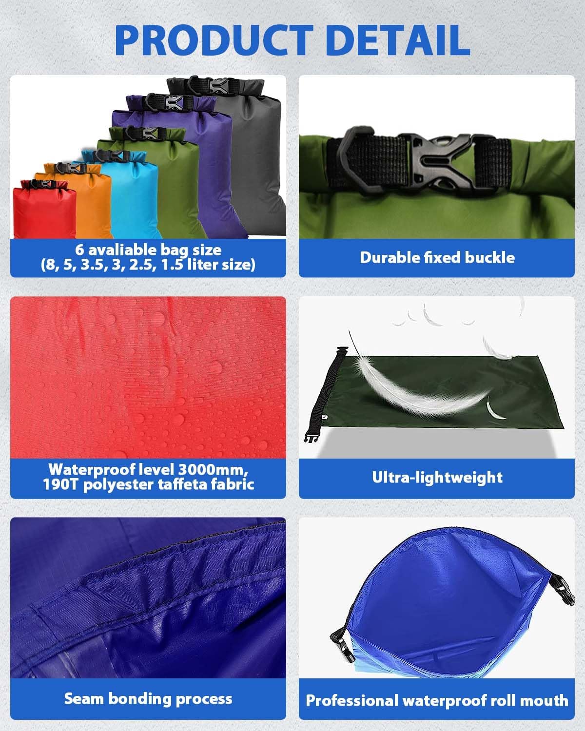 Thumbnail 4 de MOXTOYU DNAT-drybag-6pcs 8L waterproof dry bag set