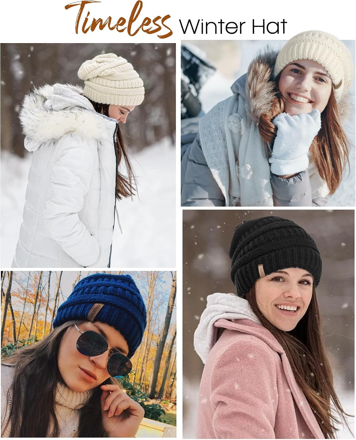 Detalle 1 de FURTALK Damen Beanie Warme Strickmütze
