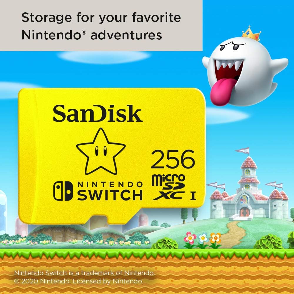 Detalle de SanDisk 256GB microSDXC (Licensed for Nintendo Switch) – SDSQXAO-256G-GNCZN