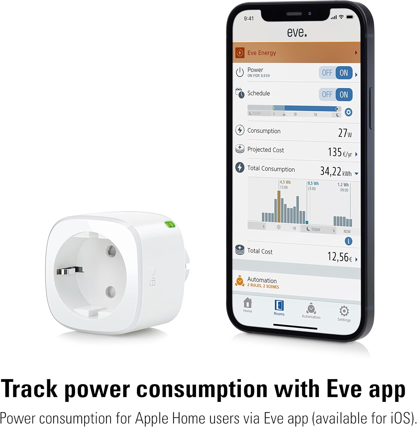 Thumbnail 6 de Eve Energy (Matter) set di 4 prese intelligenti con app e controllo vocale (richiede Thread Border Router)