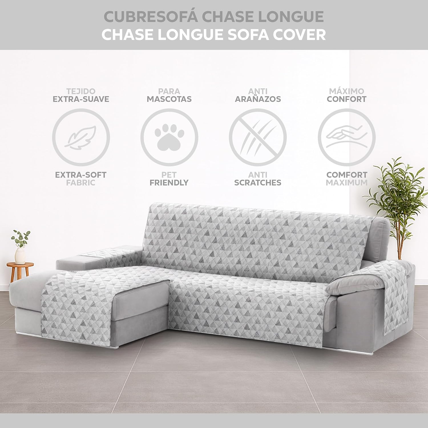 Detalle de Textil-home Copridivano per chaise longue con penisola Malu 240 cm – salvadivano trapuntato universale