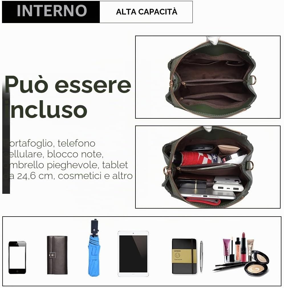 Thumbnail 2 de Miss Lulu Borsa da donna con impugnatura superiore – Borsa a tracolla in finta pelle, 23 x 11 x 22 cm