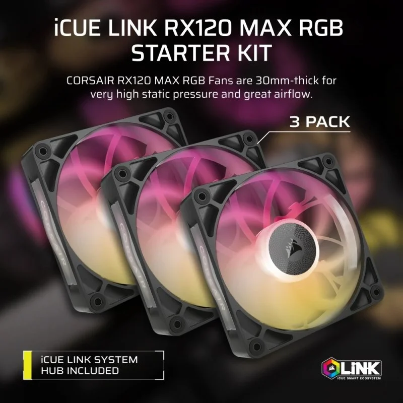 Thumbnail 3 de Corsair iCUE LINK RX120 MAX RGB 120 mm ventilador negro 🖥