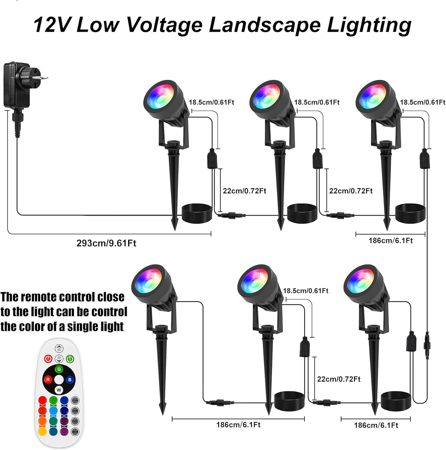 Thumbnail 5 de NATPOW Garden Lights RGB spike 16‑colour mains‑powered 🌳