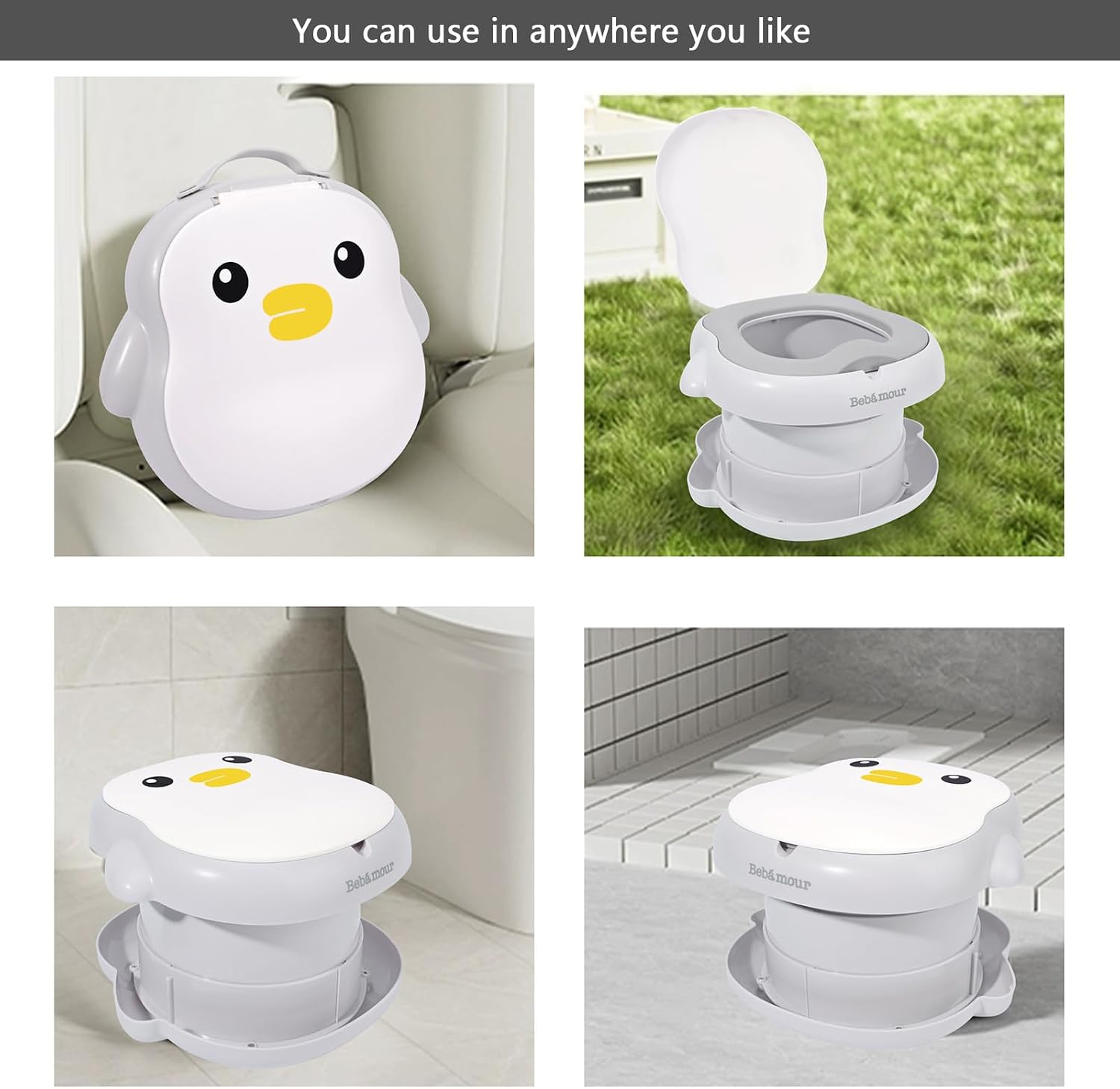 Detalle de Bebamour Portable Baby Potty Training Toilet Seat (Penguins) for Travel