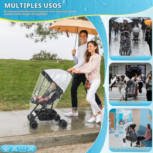 Detalle de Orzbow Plástico Lluvia Silla Paseo Universal (PVC Negro)