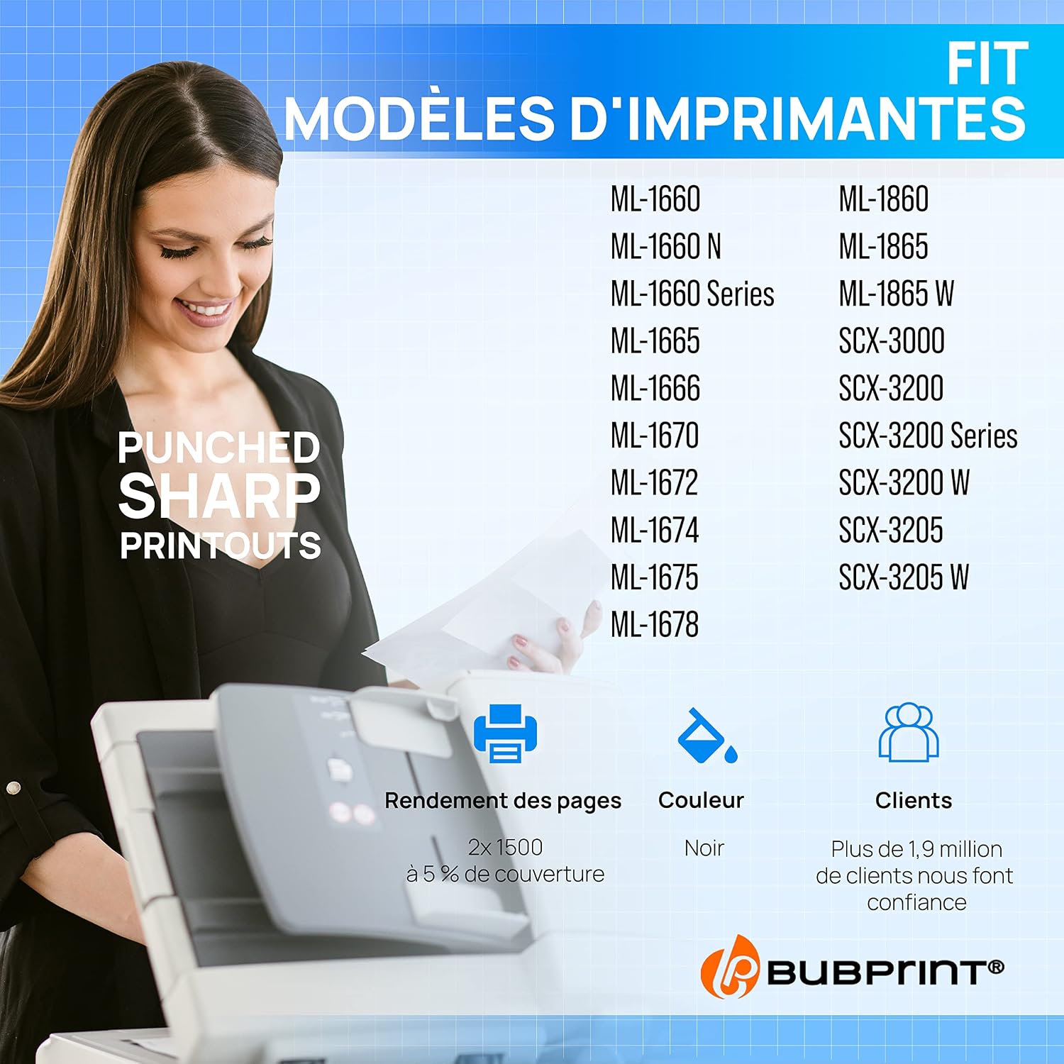 Thumbnail 1 de Cartouche de toner Bubprint compatible MLT-D1042S/ELS pour Samsung — 1 500 pages Noir