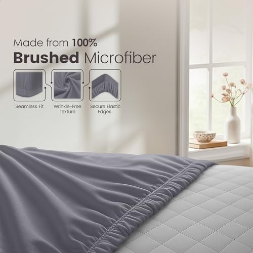 Thumbnail 5 de Utopia Bedding King Size Fitted Sheet in Grey with 35cm Deep Pockets