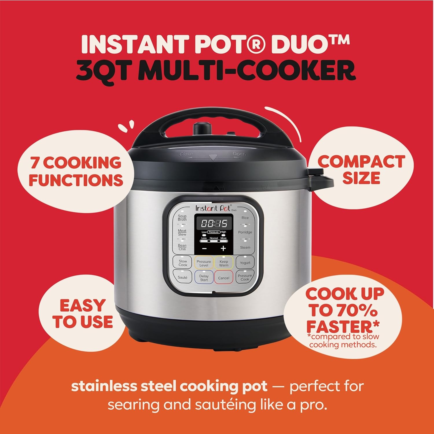 Detalle de Instant Pot IP-DUO60 6-Quart Multifunction Pressure Cooker (7-in-1)