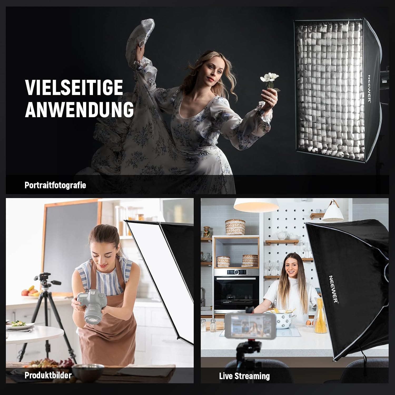 Thumbnail 6 de NEEWER Rechteck-Softbox 24"x35" (60x90 cm) mit Bowens-Mount, Quick-Release und Diffusor/Gitter