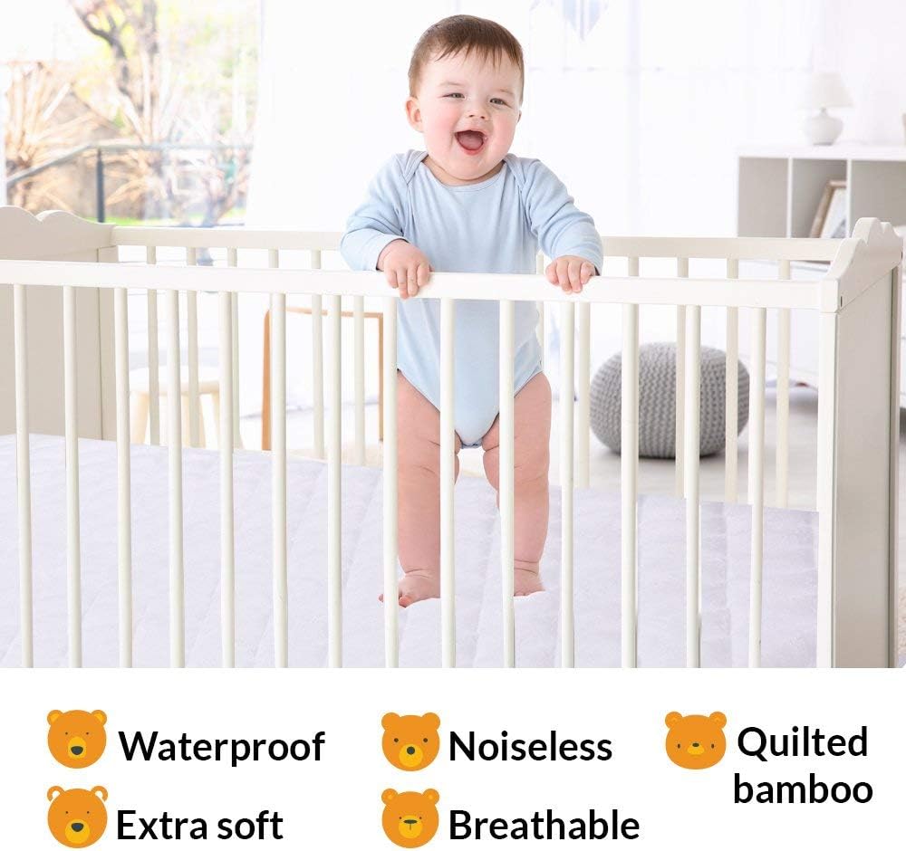 Thumbnail 4 de PlushDeluxe 4728 Crib Mattress Protector, Waterproof Bamboo Viscose, Quilted Cotton