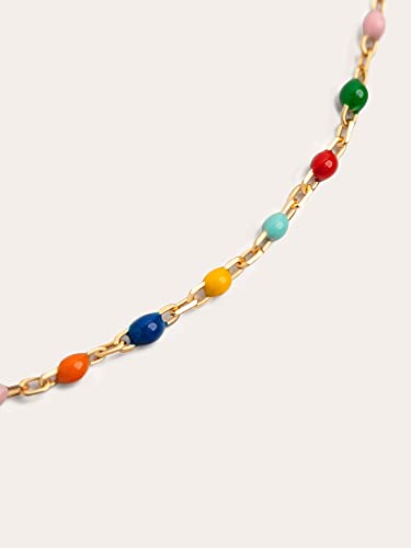 Detalle de Collar Dots Colors Enamel de SINGULARU – Plata de Ley 925 con acabado oro 18K (35 cm + 5 cm de alargador)
