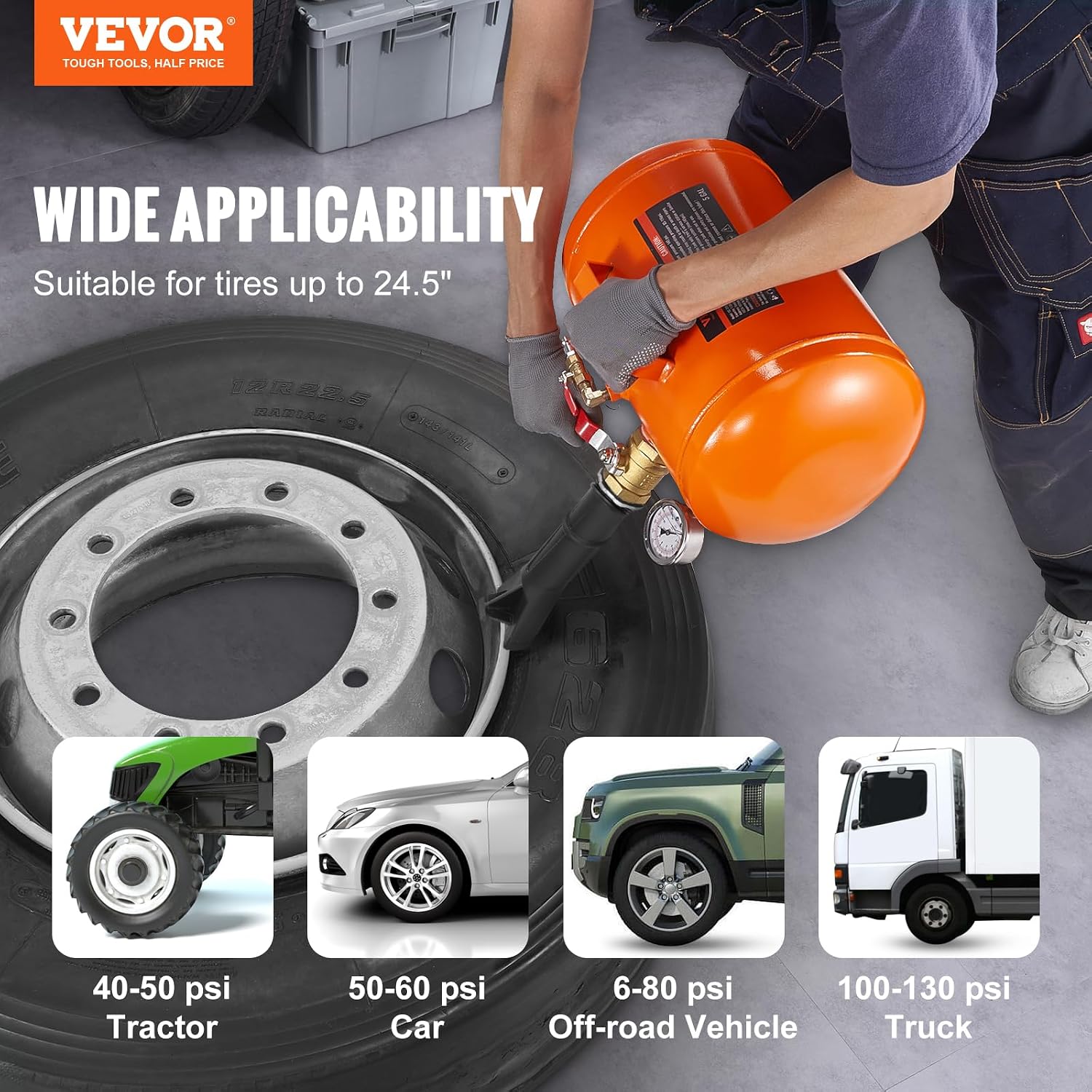 Detalle 2 de VEVOR Tire Bead Seater: 5 Gallon Air Tire Bead Blaster with Gauge