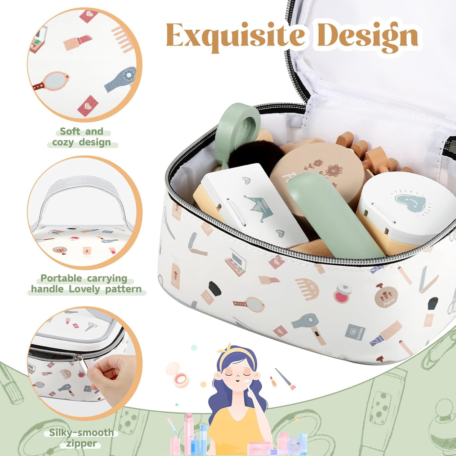 Detalle de GAGAKU Wooden 16-piece kids' make‑up set for ages 3+ 💄