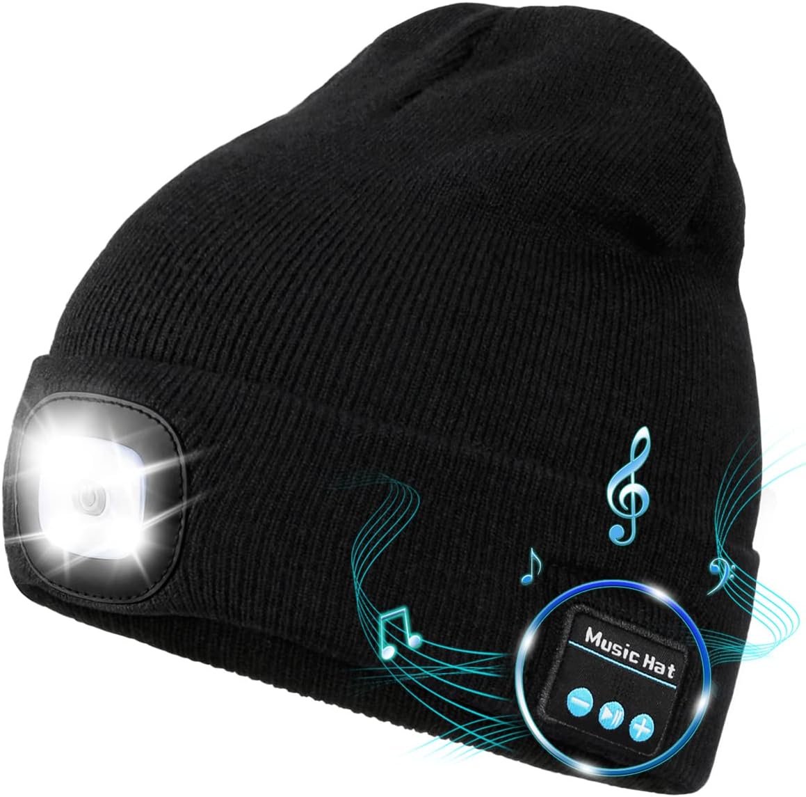 Detalle de MELASA Bluetooth beanie-21 Hat with LED Light and Wireless Audio