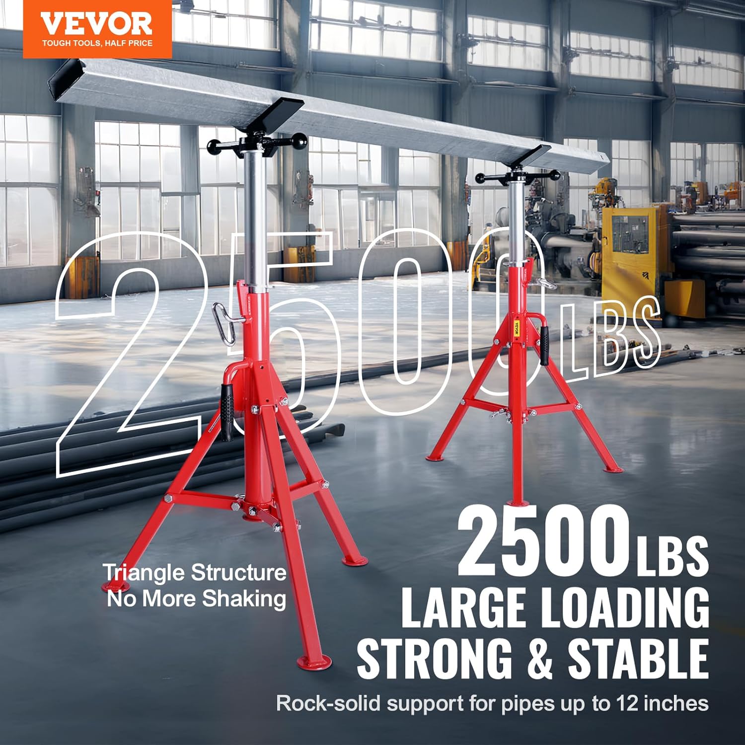 Detalle de VEVOR V-Head Pipe Stand 2500 lbs Capacity
