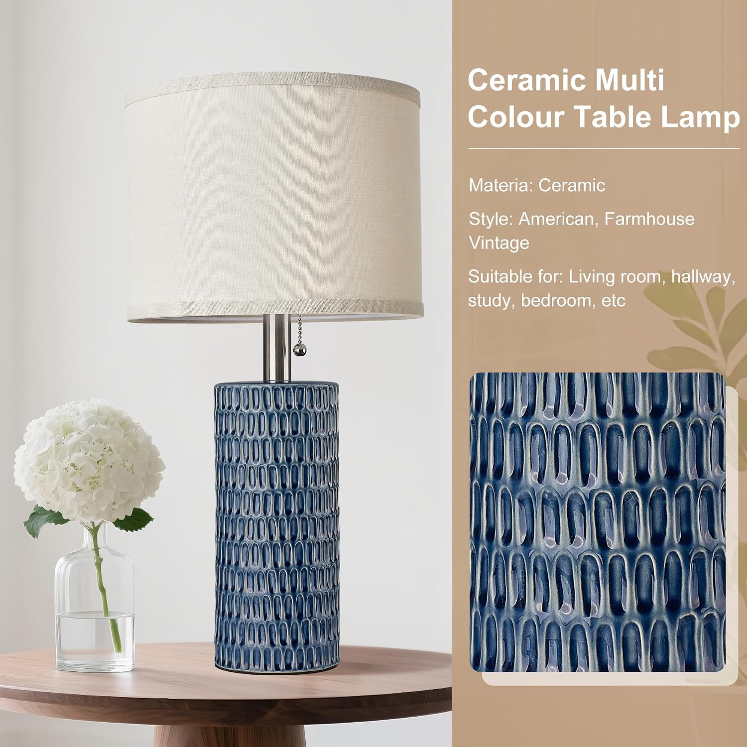 Detalle de Reaketon Ceramic Table Lamps, 20.5-Inch