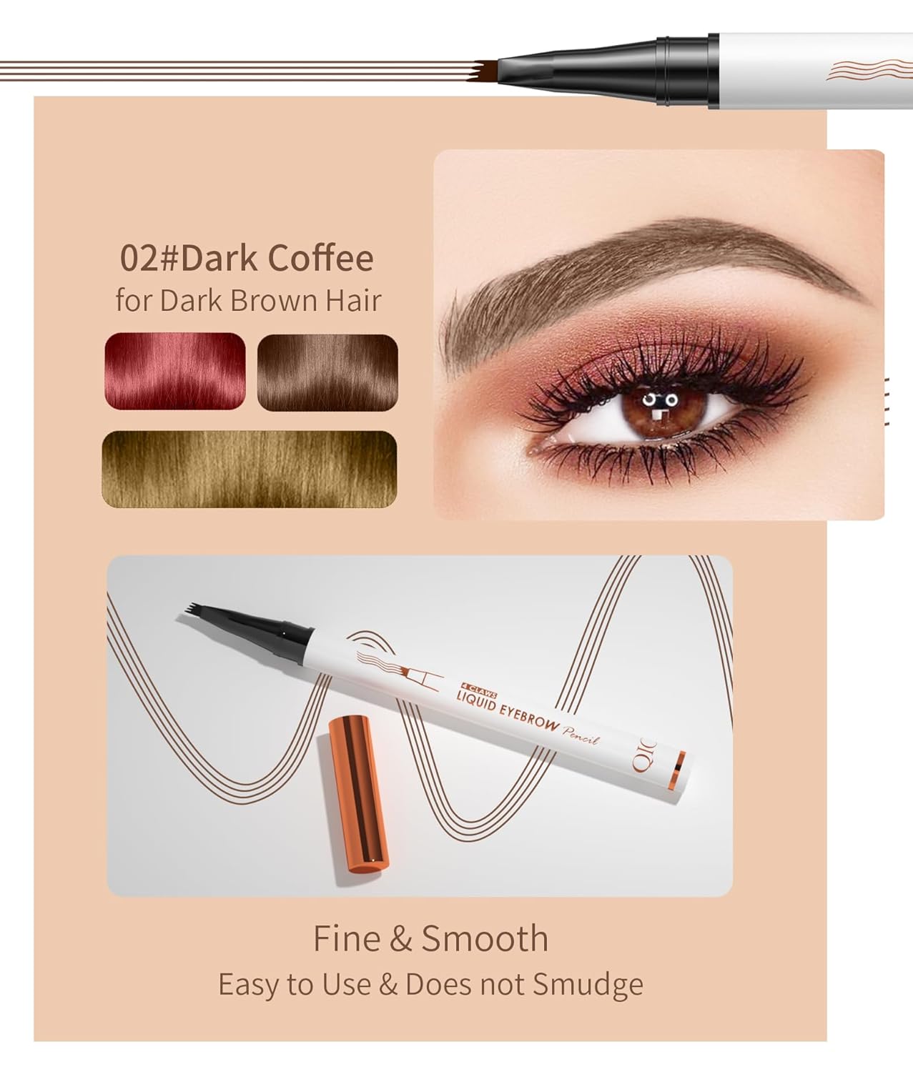 Thumbnail 1 de 2 Stück Magischer Microblading Augenbrauenstift mit 4 Mikrogabelspitzen – Dunkelbraun