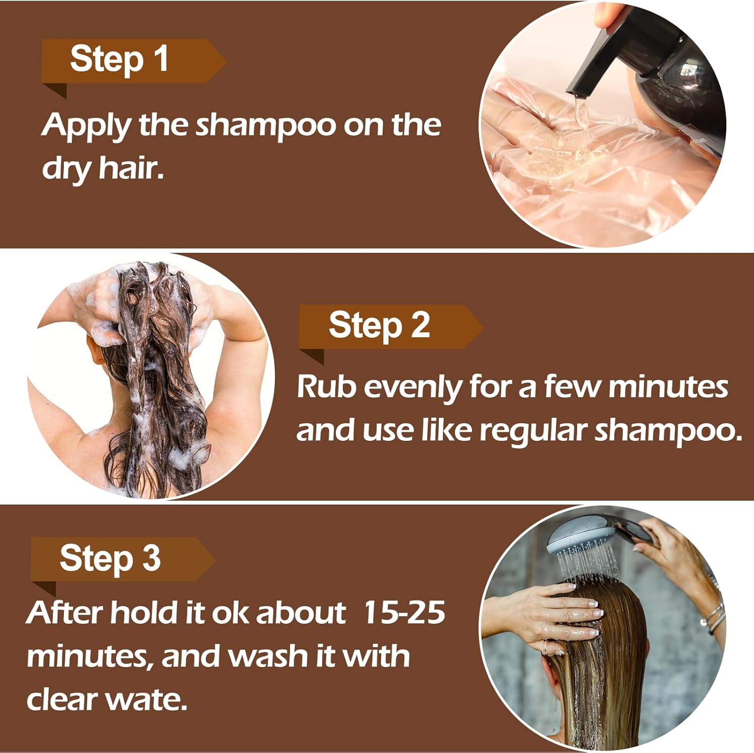 Detalle de RILSIC 500ml Shampoo Colorante 3 in 1 – Tinta per Capelli Castano, Copre Grigi e Nutre
