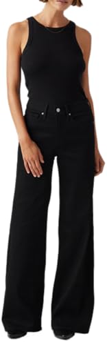 Detalle de Levi's 318 Shaping Wide Leg Soft Black – bequeme Figuresform mit Controlled Silhouette