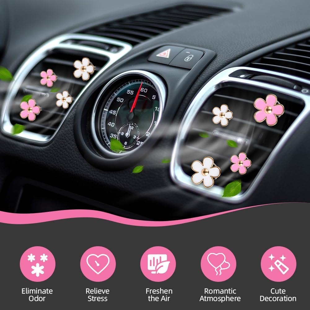 Thumbnail 2 de URAQT Daisy Flower Air Vent Clip – 8-Pack Pink Car Air Fresheners