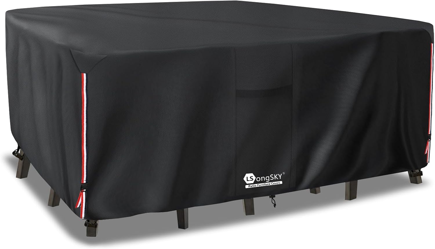 Detalle de LSongSKY Rectangular 111"L x 74"W Patio Furniture Cover, 600D Waterproof Oxford