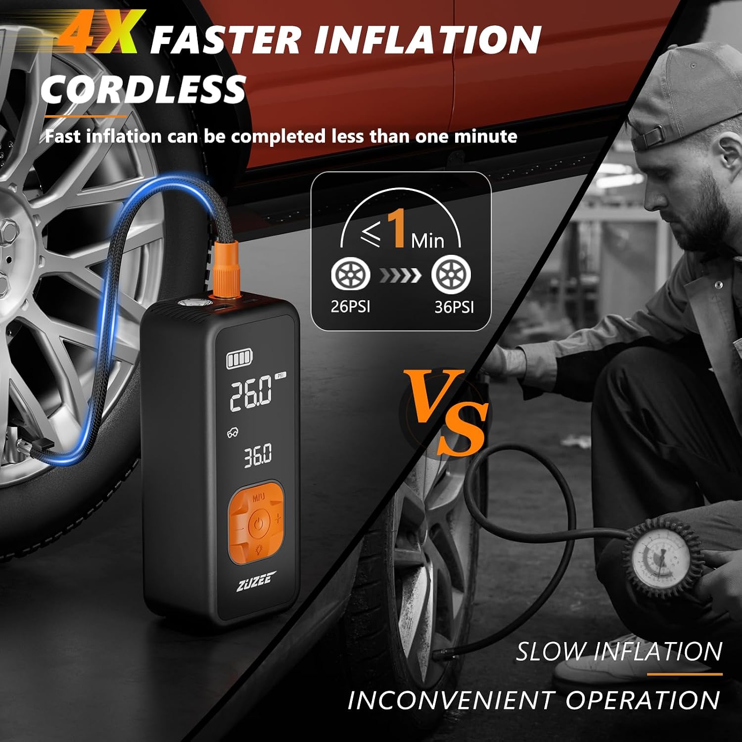 Detalle 2 de Tire Inflator Portable Air Compressor 150 PSI ⛽