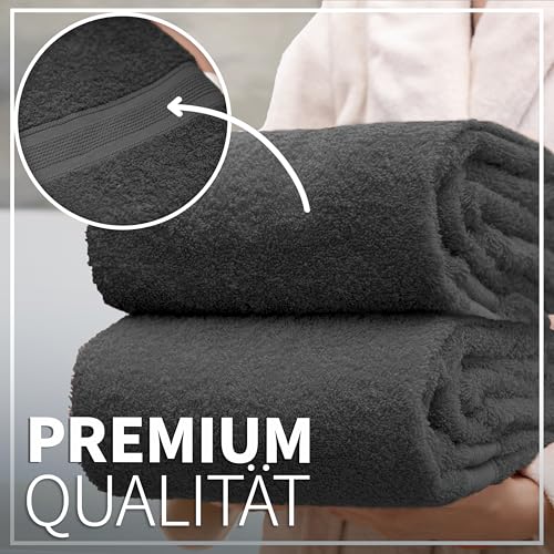 Detalle 2 de NatureMark Dusch-Handtuch 2er Pack Premium 70x140 cm – Anthrazit grau