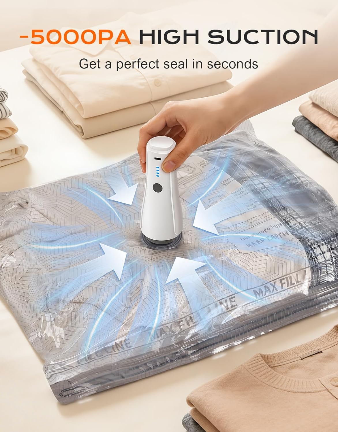 Thumbnail 4 de CIRYCASE Vacuum Storage Bags with Wireless Electric Air Pump – 15 Pack (-5000Pa)
