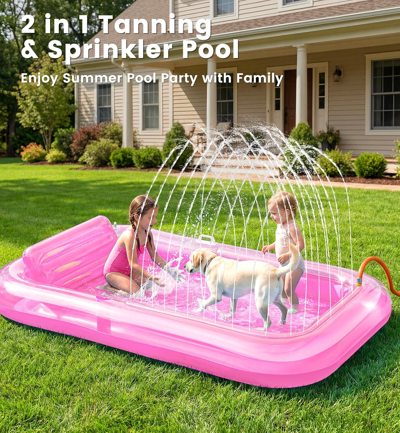 Detalle 2 de Inflatable Tanning Pool Lounger Float with Sprinkler — 77" x 48" XL