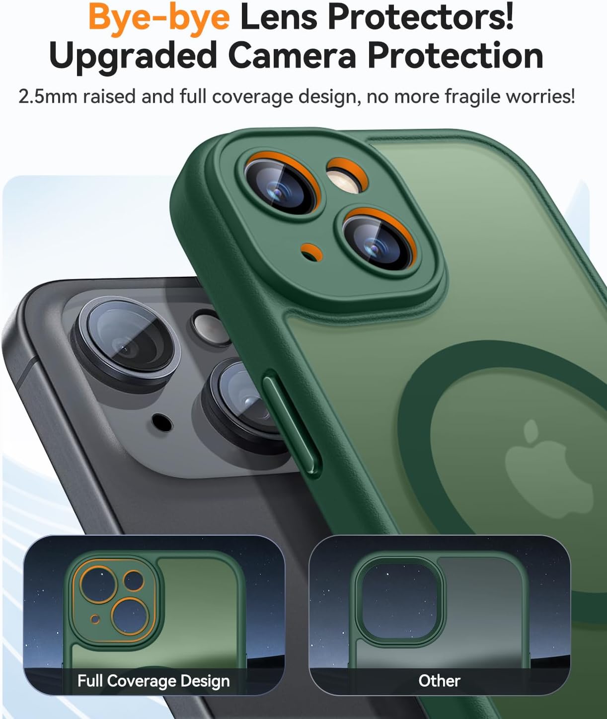 Thumbnail 2 de Coque magnétique CANSHN pour iPhone 15 6,1 pouces compatible MagSafe – fond mat translucide vert foncé