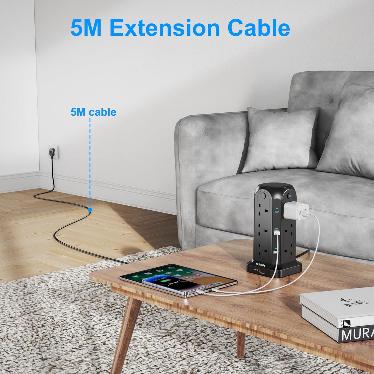 Thumbnail 4 de Tower Extension Lead 5M with 12 Way Surge Protection 🎛