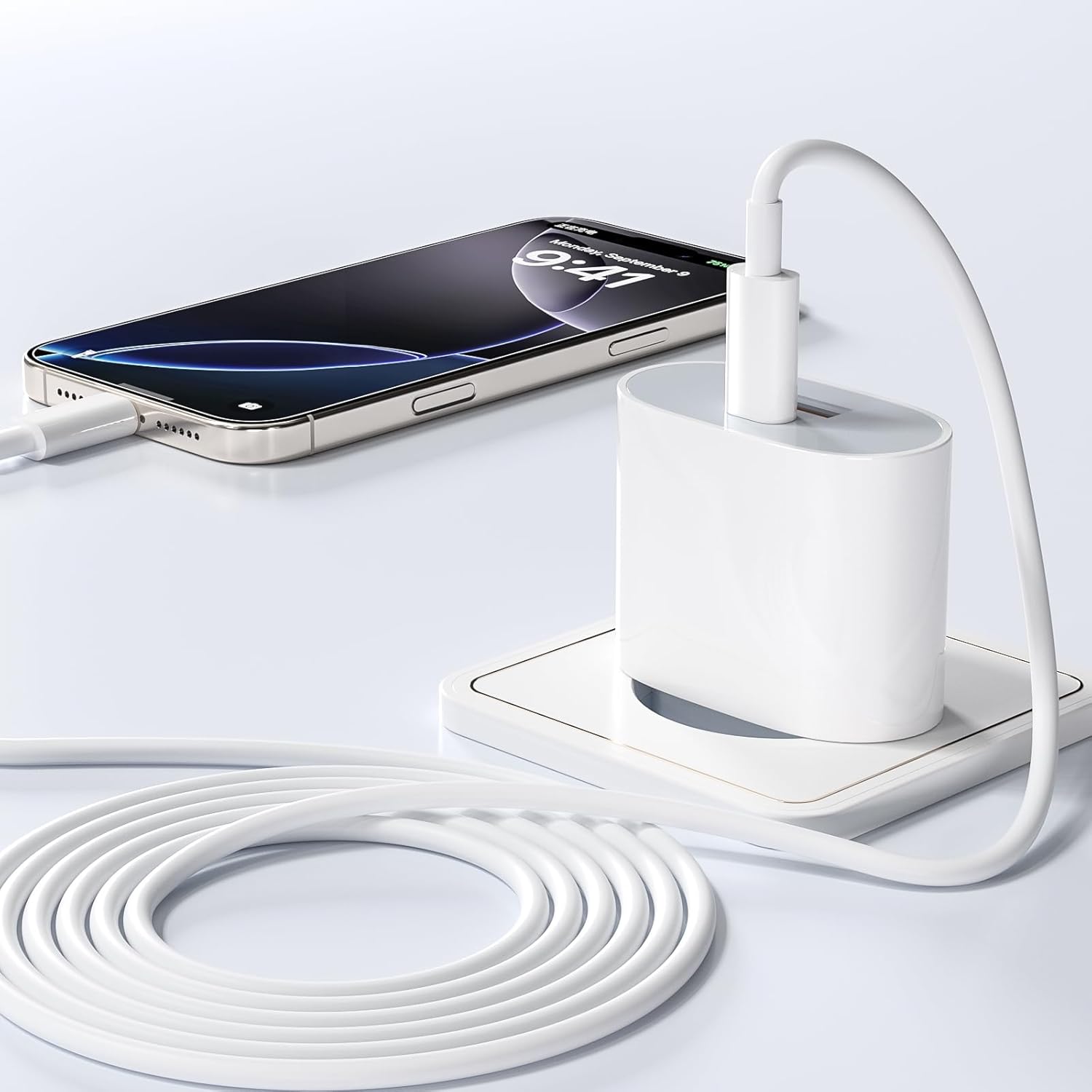 Thumbnail 2 de Samneer caricabatterie rapido da 25W con cavo da 1,8 m, doppia porta USB-C e USB-A