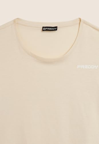 Detalle de FREDDY T-Shirt Cropped Manica Corta con Logo Piccolo – Donna, Bianco, Small