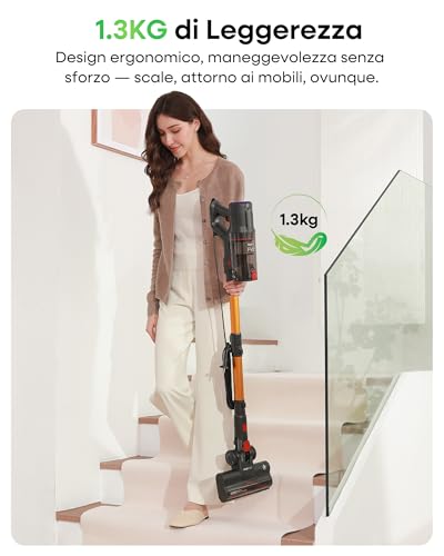 Detalle 2 de FAMIVAC FV2: Scopa Elettrica con Filo da 65KPa e 600W, leggera e Autoportante per Pavimenti, Materassi e Animali