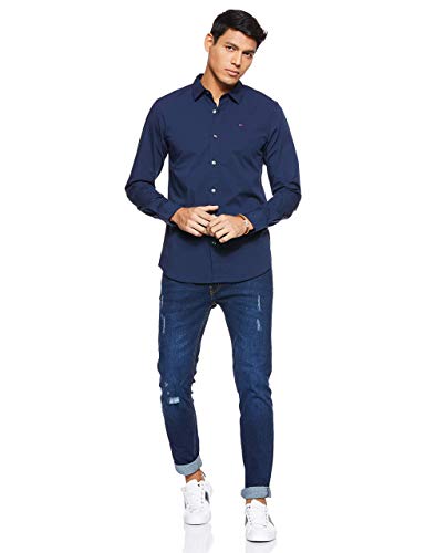 Detalle 1 de Tommy Jeans Tjm Original Stretch Shirt Dm0dm04405 Camisa azul para hombre