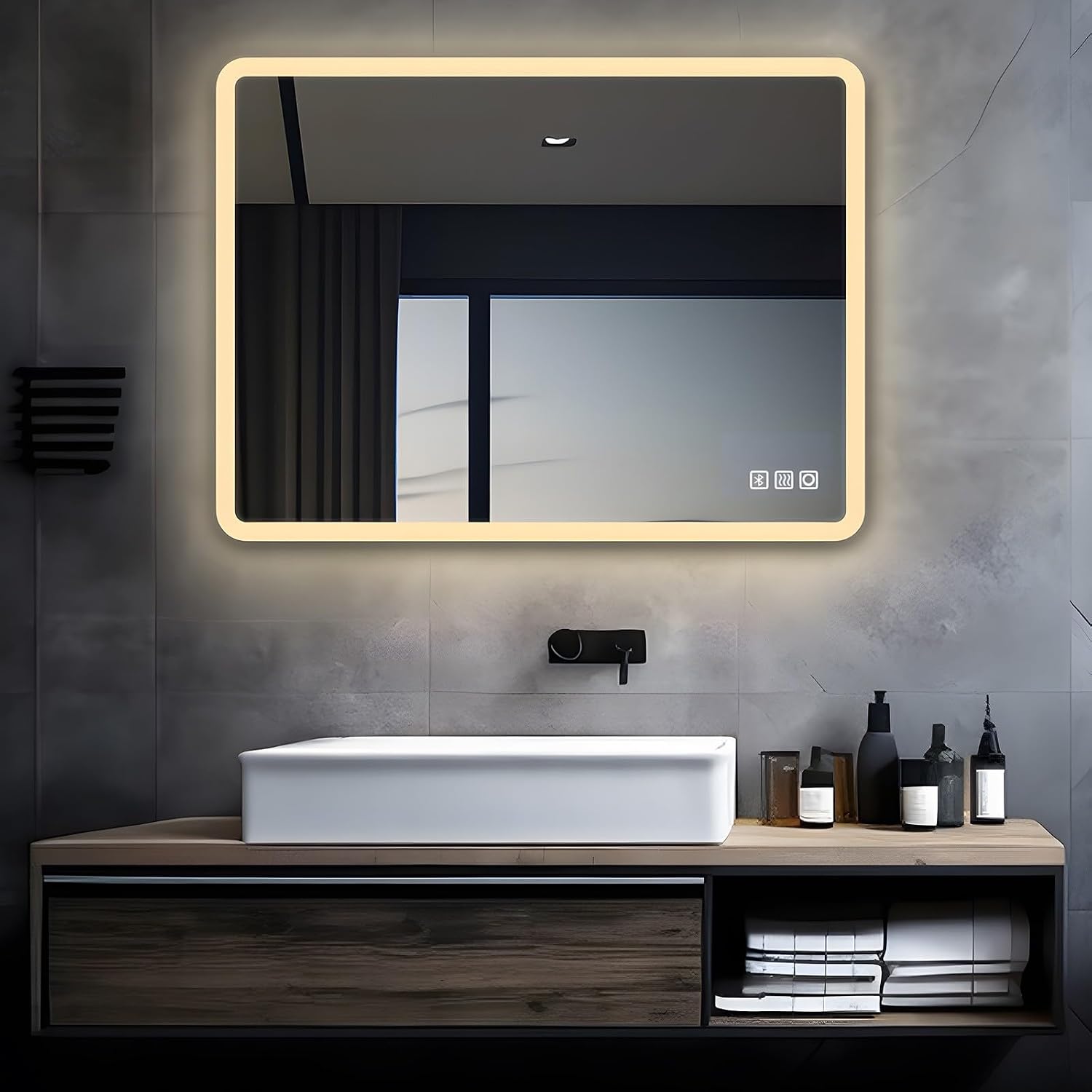 Detalle de MIQU Specchio da bagno a LED 80x60 cm