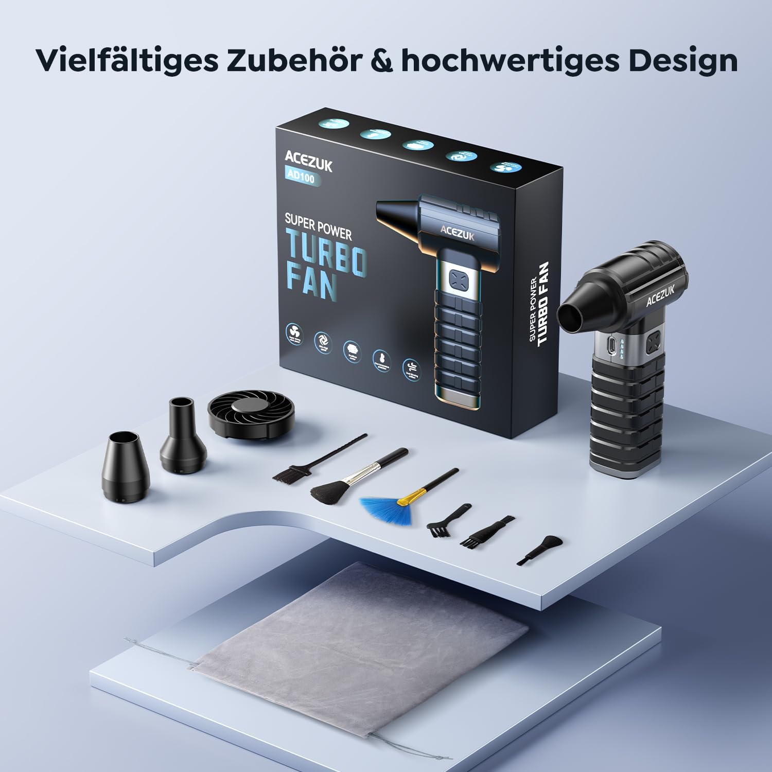 Thumbnail 6 de ACEZUK Elektrische Staubgebläse: 4-Gang Luftspray mit Akku für PC, Elektronik und Haushalt