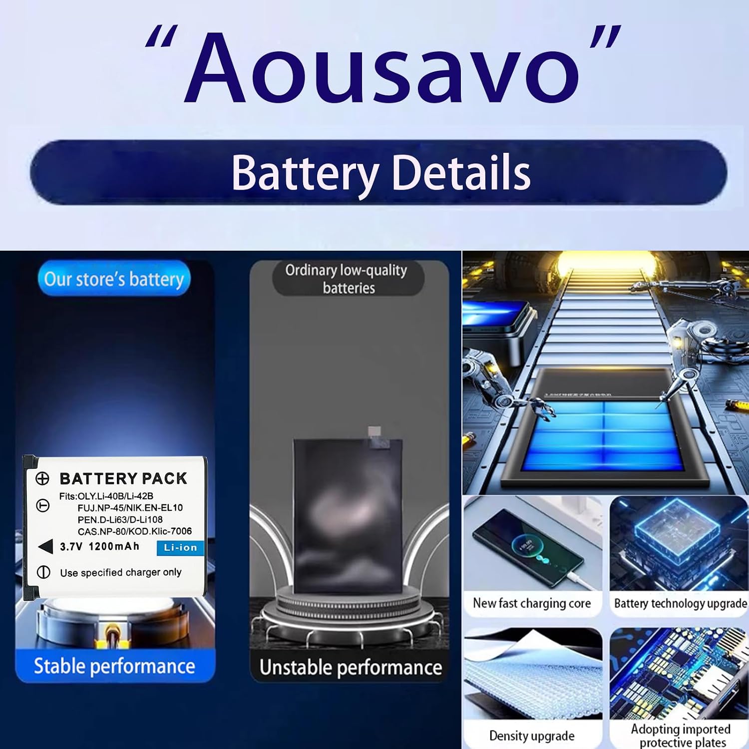 Detalle de Aousavo EN-EL10 NP-45 Li-40B Ersatzakku – kompatibel mit SteelSeries Arctis Nova Pro und FinePix-Kameras