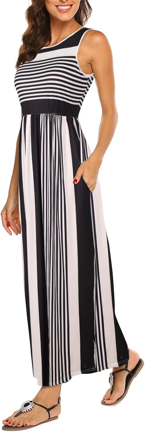 Thumbnail 6 de Hount Women’s Sleeveless Striped Flow y Maxi Dress with Pockets
